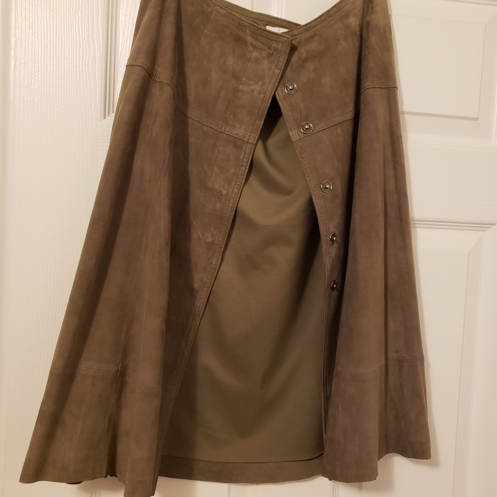 Joie Tan A-Line Skirt with Button Accents